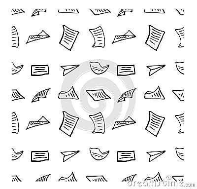 Flying blank paper sheets with curved corne Vector Illustration
